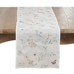saro lifestyle 7610 Embroidered Floral Runner