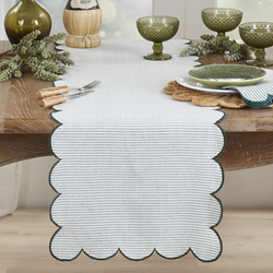 Saro Lifestyle 8122 Striped Scalloped Runner