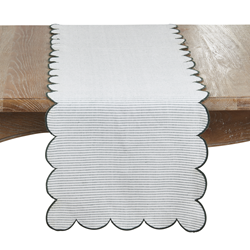 saro lifestyle 8122 Striped Scalloped Runner