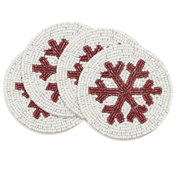 Saro Lifestyle CO258 Beaded Snowflake Coaster