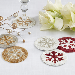Saro Lifestyle CO258 Beaded Snowflake Coaster