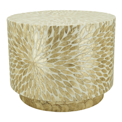 saro lifestyle FR240 Leaf Motif Capiz Table
