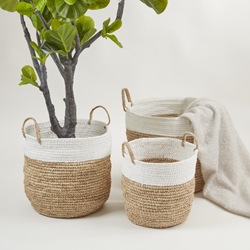 Saro Lifestyle HA2105 Two-Tone Baskets - Set Of 3