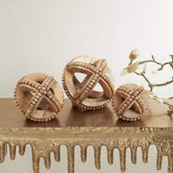 Saro Lifestyle HA648 Wooden Beaded Orb