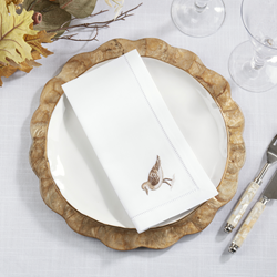 Saro Lifestyle NM225 Embr'd Bird Hemstitch Napkin