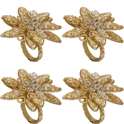 Saro Lifestyle NR109 Beaded Flower Napkin Ring