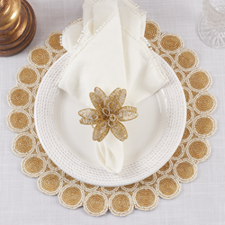 Saro Lifestyle NR109 Beaded Flower Napkin Ring