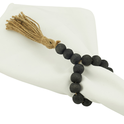 Saro Lifestyle Nr122 Wood Bead Tassel Napkin Ring