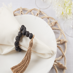 Saro Lifestyle Nr122 Wood Bead Tassel Napkin Ring