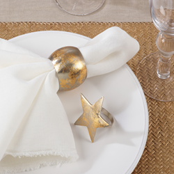 Saro Lifestyle NR182 Gold Texture Star Napkin Ring
