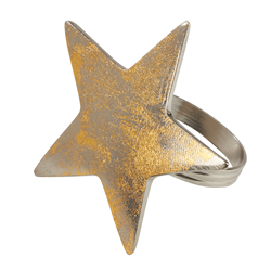 saro lifestyle NR182 Gold Texture Star Napkin Ring