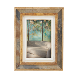 saro lifestyle PF128 Wood And Slate Photo Frame