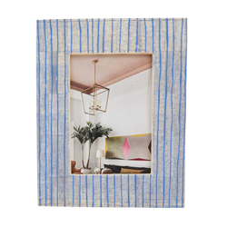 saro lifestyle PF328 Blue Line Bone Photo Frame