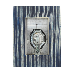 saro lifestyle PF329 Blue Line Bone Photo Frame