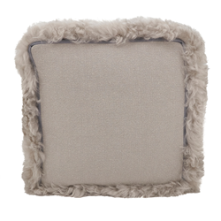 Saro Lifestyle PU1028 Lamb Fur Border Linen Pouf