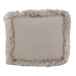 saro lifestyle PU1028 Lamb Fur Border Linen Pouf