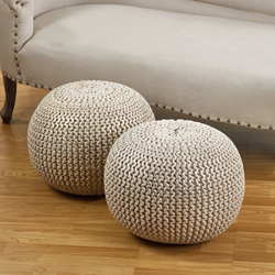 Saro Lifestyle PU134 Foil Print Rope Pouf