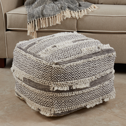 Saro Lifestyle PU195 Textured Handwoven Pouf
