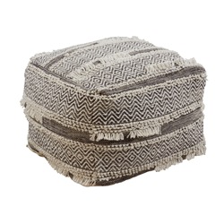 saro lifestyle PU195 Textured Handwoven Pouf