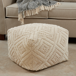 Saro Lifestyle PU196 Handloom Pouf