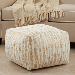 Saro Lifestyle PU2323 Foil Print Faux Fur Pouf