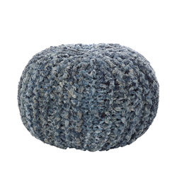 saro lifestyle PU283 Denim Twisted Rope Pouf