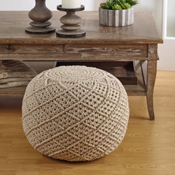 Saro Lifestyle PU315 Macramé Pouf