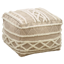 saro lifestyle PU322 Printed And Embroidered Pouf