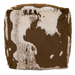 Saro Lifestyle PU471 Faux Fur Cow Hide Pouf