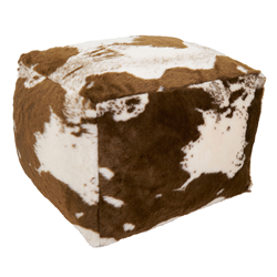 saro lifestyle PU471 Faux Fur Cow Hide Pouf