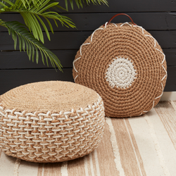 Saro Lifestyle PU509 Woven Pouf