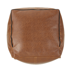 Saro Lifestyle PU555 Faux Leather Patchwork Pouf