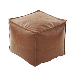 saro lifestyle PU555 Faux Leather Patchwork Pouf