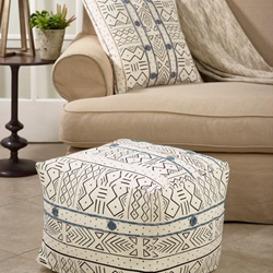 Saro Lifestyle PU662 Mudcloth Pouf