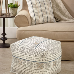 Saro Lifestyle PU663 Mudcloth Pouf