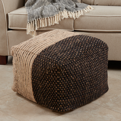 Saro Lifestyle PU714 Two-Tone Pouf