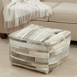 Saro Lifestyle PU772 Hair On Leather Pouf