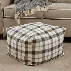 Saro Lifestyle PU8050 Plaid Pouf