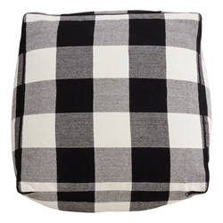 Saro Lifestyle PU9025 Buffalo Plaid Pouf