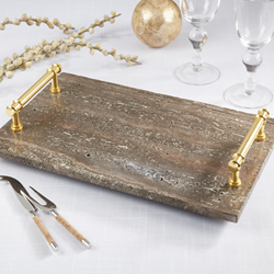 Saro Lifestyle SE739 Traventine Marble Tray