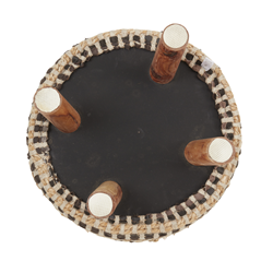 Saro Lifestyle ST1250 Leather And Jute Woven Stool