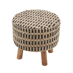 saro lifestyle ST1250 Leather And Jute Woven Stool