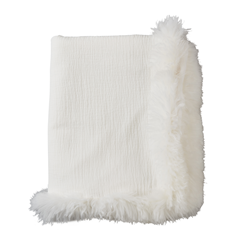 saro lifestyle TH1028 Lamb Fur Border Linen Throw