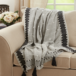 Saro Lifestyle TH134 Banded Border Tassel Throw