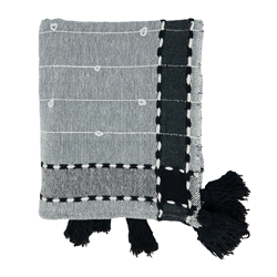 saro lifestyle TH134 Banded Border Tassel Throw
