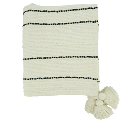saro lifestyle TH171 Stripe Chunky Tassel Throw