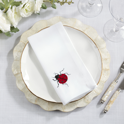 Saro Lifestyle YP105 Embroidered Ladybug Napkin