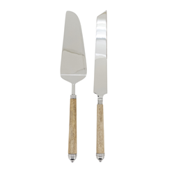 saro lifestyle SP366 Bark Wood Dessert Server - Set Of 2