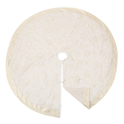 Saro Lifestyle XJ366 Printed Snowflake And Ribbon Tree Skirt