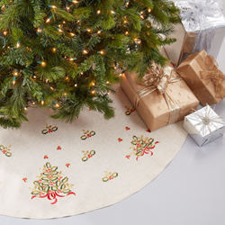 saro lifestyle XM641 Xmas Tree Emroidered Tree Skirt